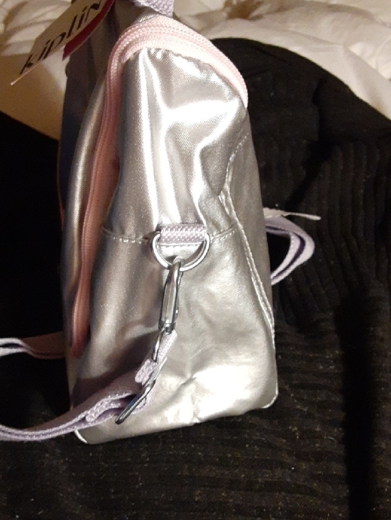 NWT Kipling Kichilu Lunch Bag Silver Metallic with Pale Pink Trim - Picture 9 of 16